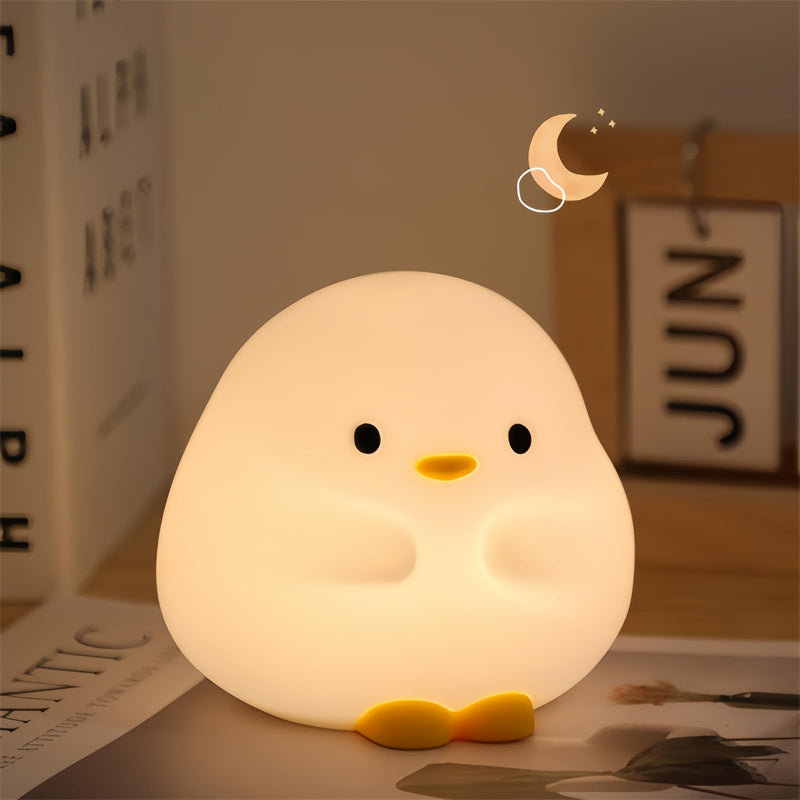 Adorable Cartoon Duck Night Light - Silicone, USB Rechargeable, Touch Sensor, and Timer Features