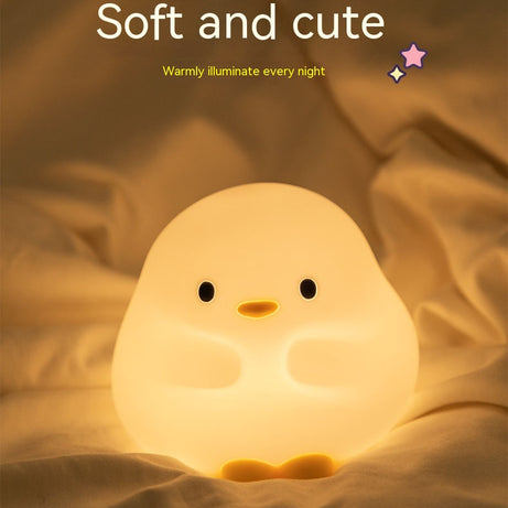 Adorable Cartoon Duck Night Light - Silicone, USB Rechargeable, Touch Sensor, and Timer Features