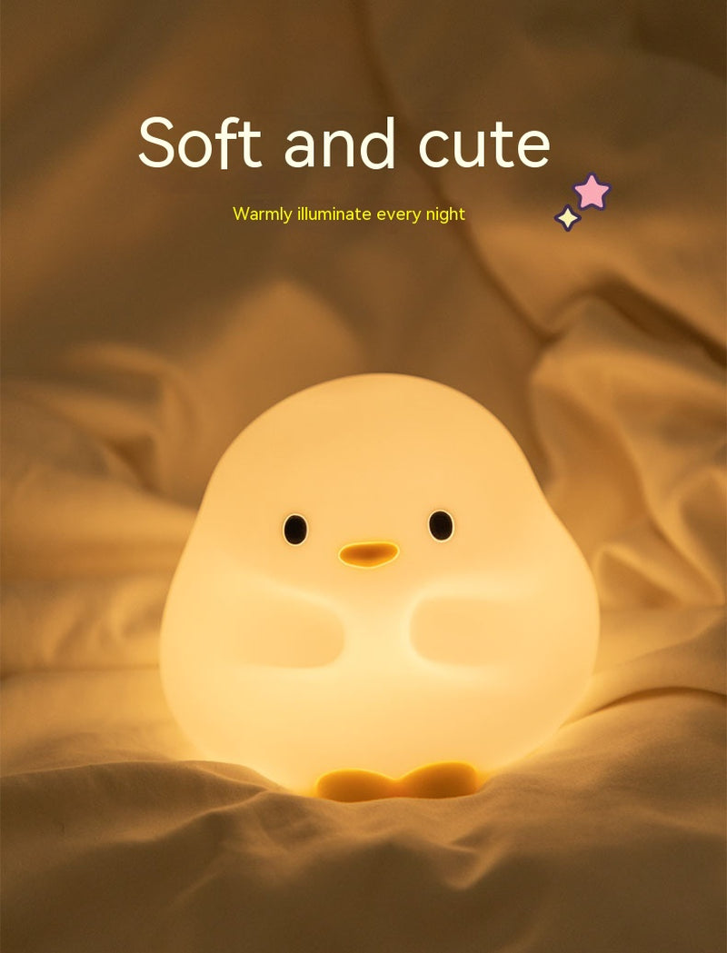Adorable Cartoon Duck Night Light - Silicone, USB Rechargeable, Touch Sensor, and Timer Features