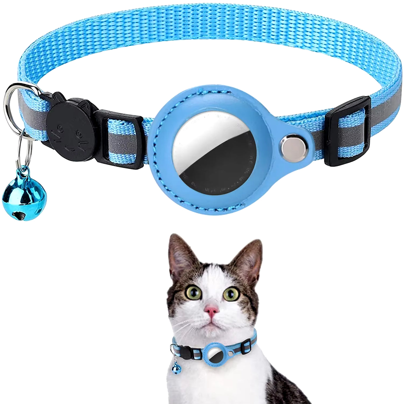 Airtag Holder Collar with Breakaway Feature, Reflective Strips, Adjustable Design
