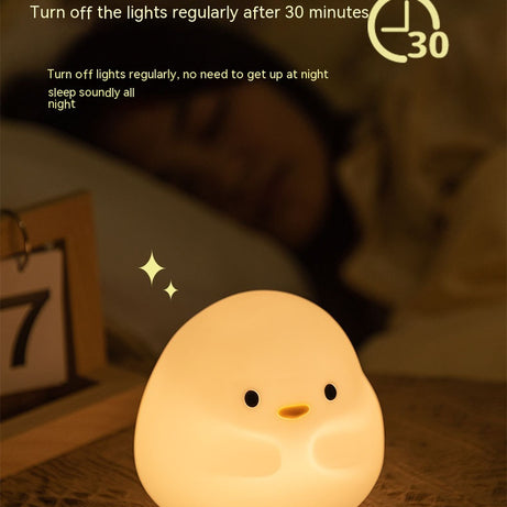 Adorable Cartoon Duck Night Light - Silicone, USB Rechargeable, Touch Sensor, and Timer Features