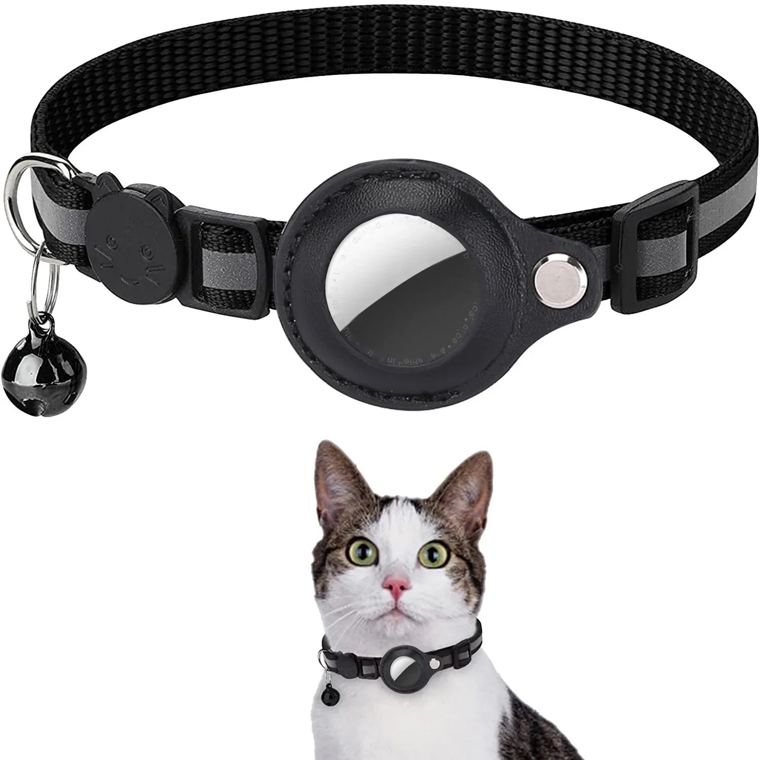 Airtag Holder Collar with Breakaway Feature, Reflective Strips, Adjustable Design