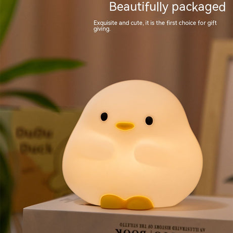 Adorable Cartoon Duck Night Light - Silicone, USB Rechargeable, Touch Sensor, and Timer Features