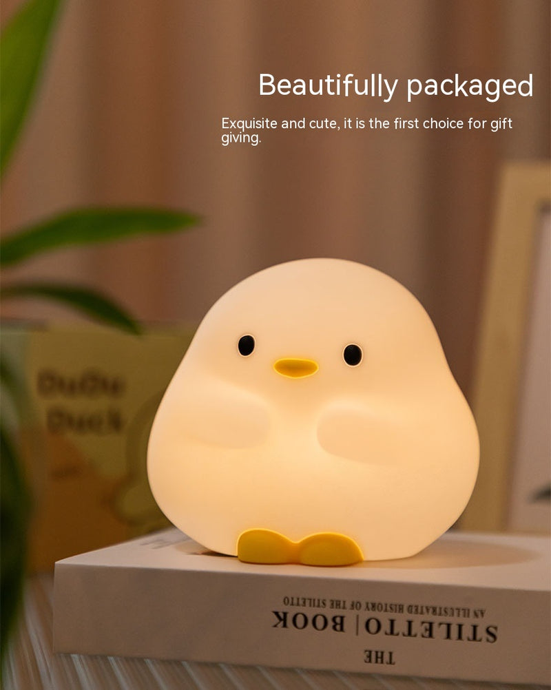 Adorable Cartoon Duck Night Light - Silicone, USB Rechargeable, Touch Sensor, and Timer Features