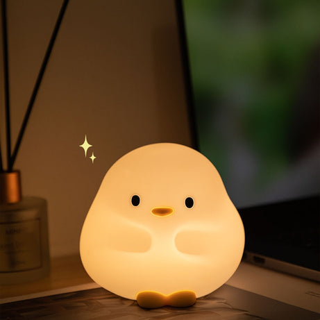 Adorable Cartoon Duck Night Light - Silicone, USB Rechargeable, Touch Sensor, and Timer Features