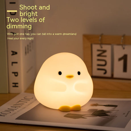 Adorable Cartoon Duck Night Light - Silicone, USB Rechargeable, Touch Sensor, and Timer Features