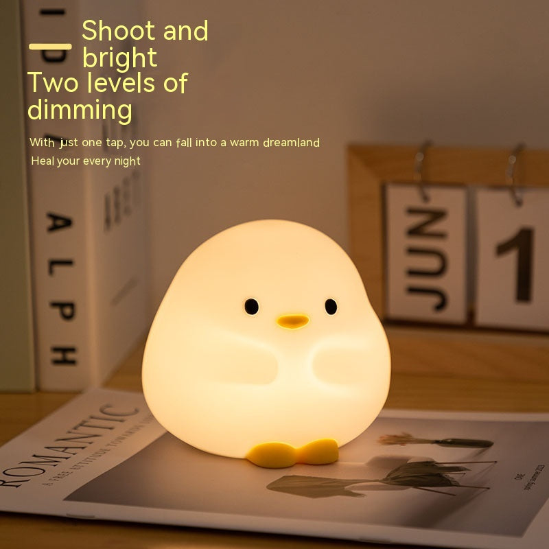 Adorable Cartoon Duck Night Light - Silicone, USB Rechargeable, Touch Sensor, and Timer Features