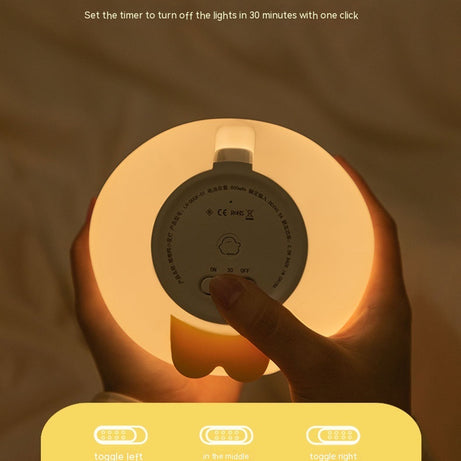 Adorable Cartoon Duck Night Light - Silicone, USB Rechargeable, Touch Sensor, and Timer Features