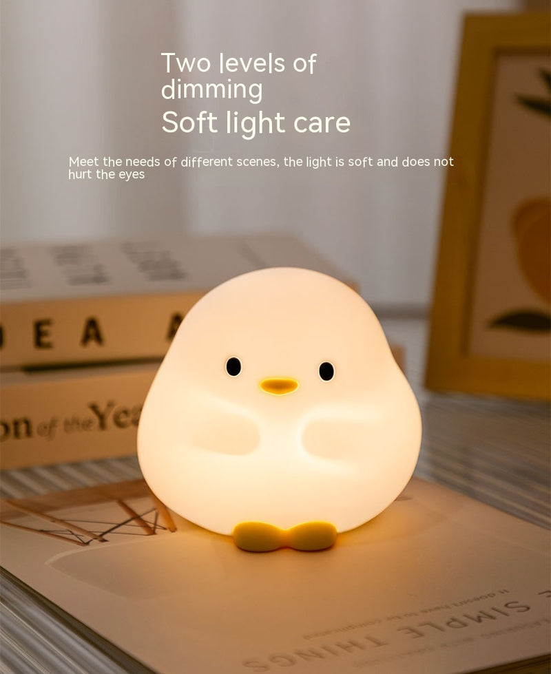 Adorable Cartoon Duck Night Light - Silicone, USB Rechargeable, Touch Sensor, and Timer Features