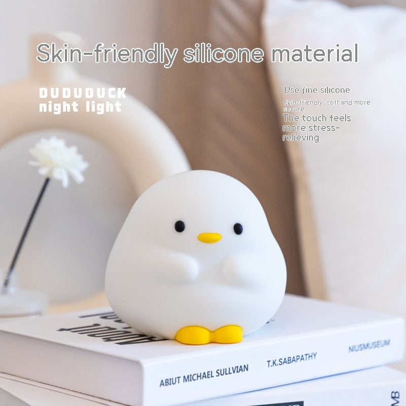 Adorable Cartoon Duck Night Light - Silicone, USB Rechargeable, Touch Sensor, and Timer Features