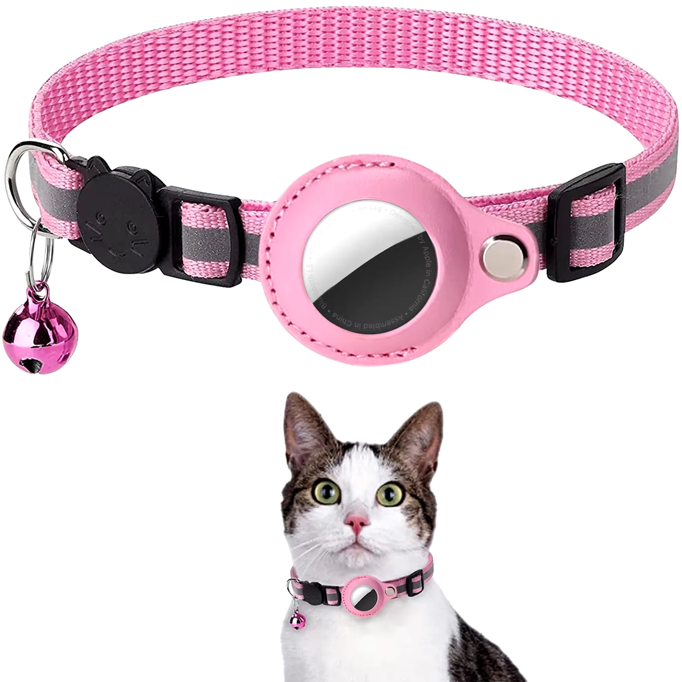 Airtag Holder Collar with Breakaway Feature, Reflective Strips, Adjustable Design