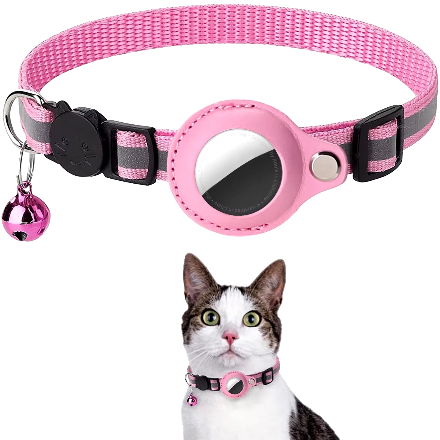 Airtag Holder Collar with Breakaway Feature, Reflective Strips, Adjustable Design