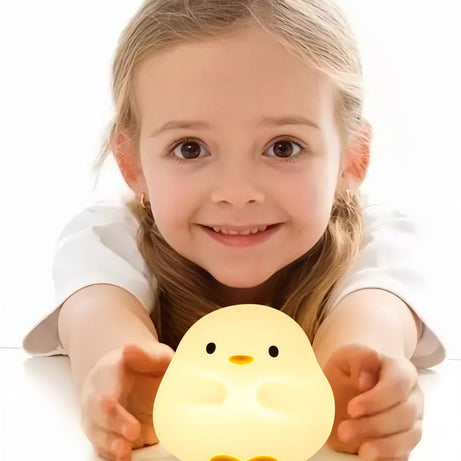 Adorable Cartoon Duck Night Light - Silicone, USB Rechargeable, Touch Sensor, and Timer Features
