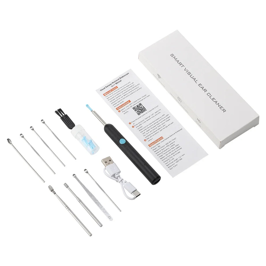 Smart Visual Ear Wax Cleaner HD Endoscope with 9Pcs Ear Picking Spoon Tools Set