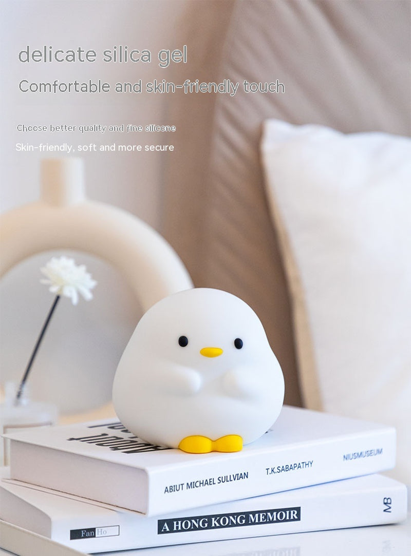 Adorable Cartoon Duck Night Light - Silicone, USB Rechargeable, Touch Sensor, and Timer Features