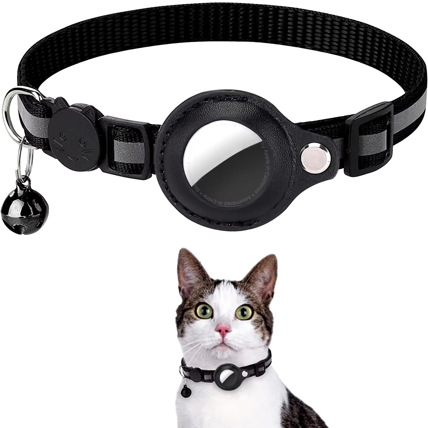 Airtag Holder Collar with Breakaway Feature, Reflective Strips, Adjustable Design