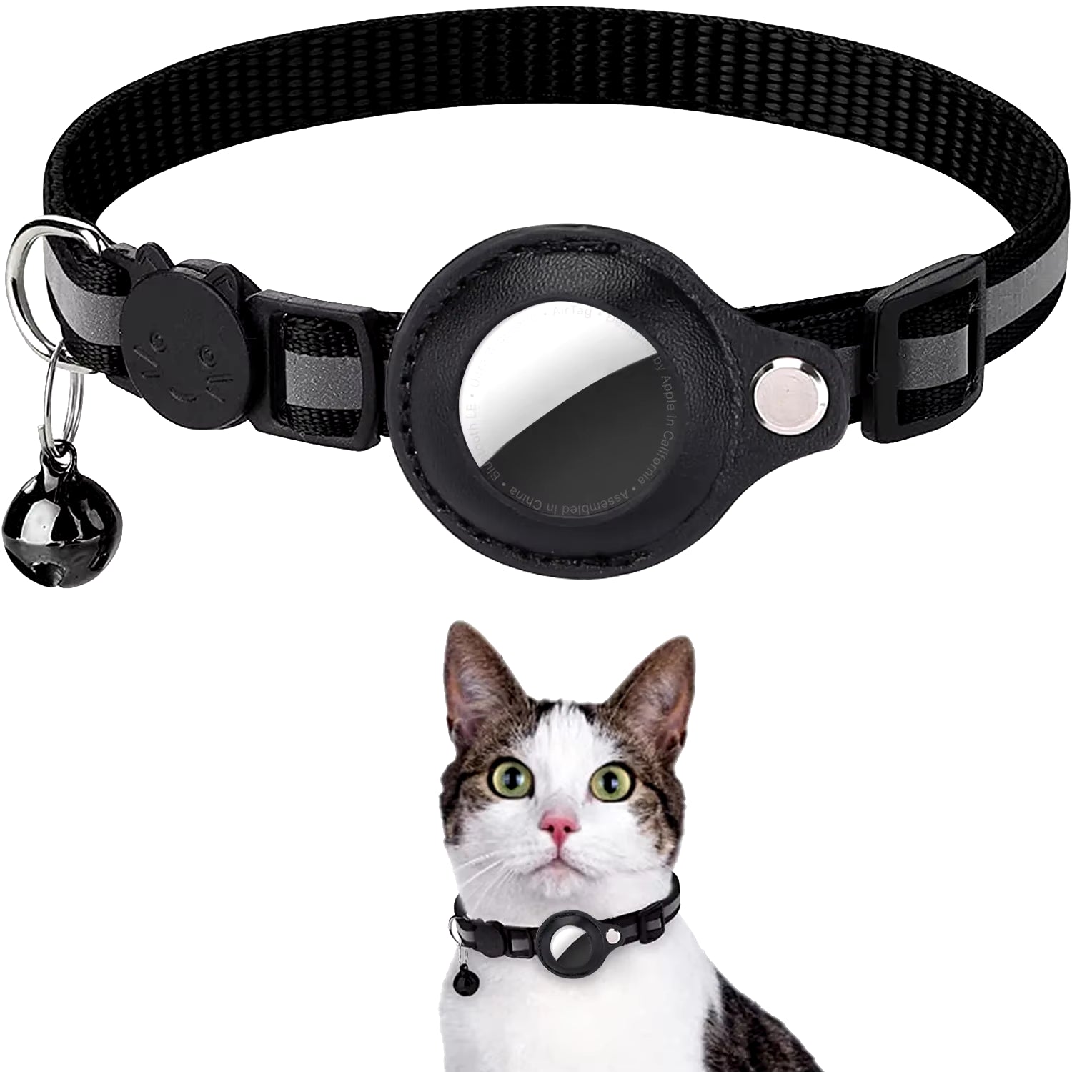 Airtag Holder Collar with Breakaway Feature, Reflective Strips, Adjustable Design