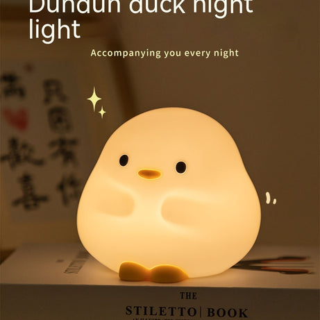 Adorable Cartoon Duck Night Light - Silicone, USB Rechargeable, Touch Sensor, and Timer Features