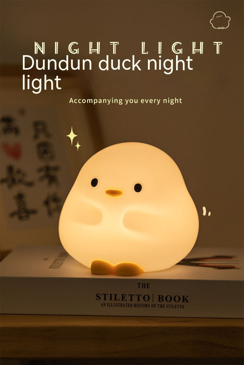 Adorable Cartoon Duck Night Light - Silicone, USB Rechargeable, Touch Sensor, and Timer Features