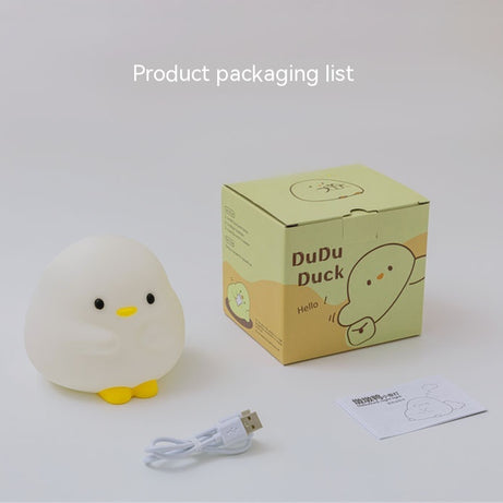 Adorable Cartoon Duck Night Light - Silicone, USB Rechargeable, Touch Sensor, and Timer Features