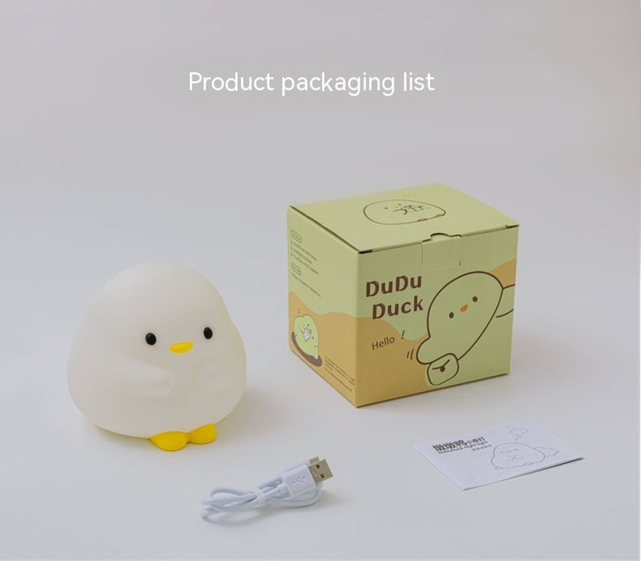 Adorable Cartoon Duck Night Light - Silicone, USB Rechargeable, Touch Sensor, and Timer Features