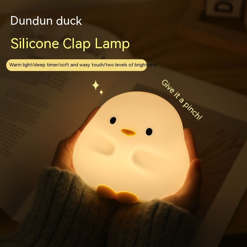 Adorable Cartoon Duck Night Light - Silicone, USB Rechargeable, Touch Sensor, and Timer Features