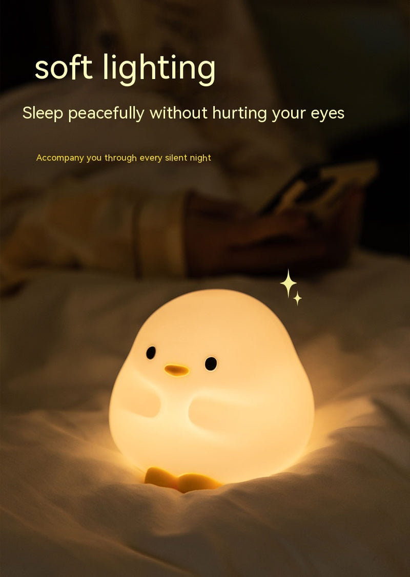 Adorable Cartoon Duck Night Light - Silicone, USB Rechargeable, Touch Sensor, and Timer Features